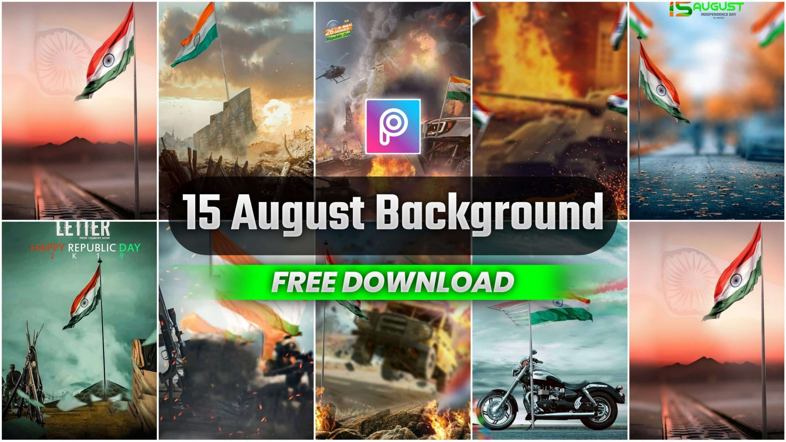 15 August (independence day) Photo Editing HD Background pack free Download for PicsArt, photoshop and Snapseed.
