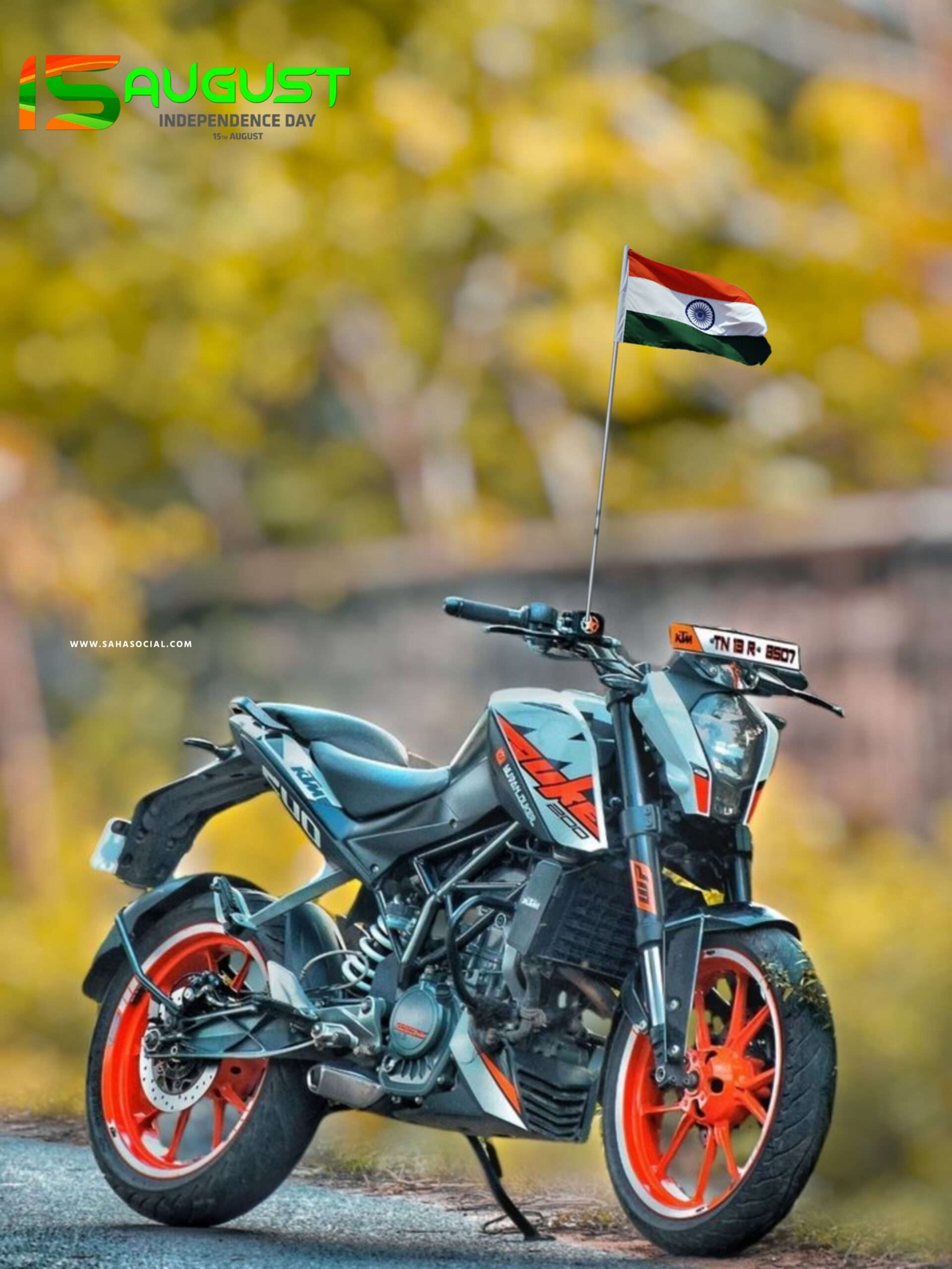 Bike pose with Indian flag,bike with Indian flag background for Photo Editing