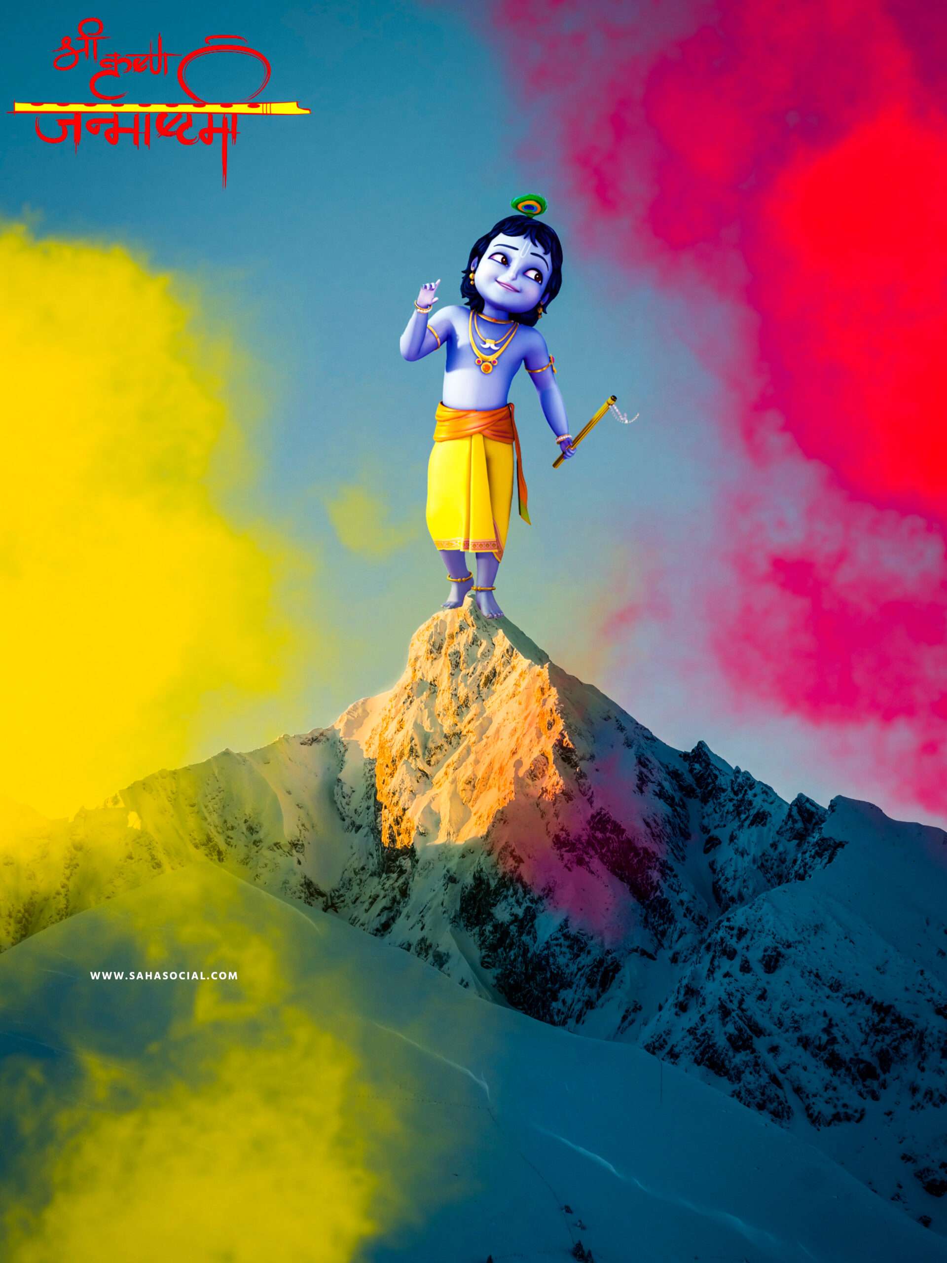 Shri Krishna on Mountain wallpaper hd